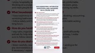 Housekeeping Interview Answers | Cruise Ship &amp; Hotel Jobs #housekeeping #hoteljobs #jobinterview