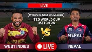 Nepal Vs Westindies 25th Match Live Score And Commentary | World Cup 2026 | Nepal Vs Westindeis